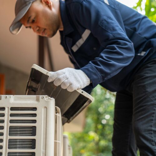 Air Conditioner Service Outdoor Checking Fix Repair Air Conditioner Cleaning Technician