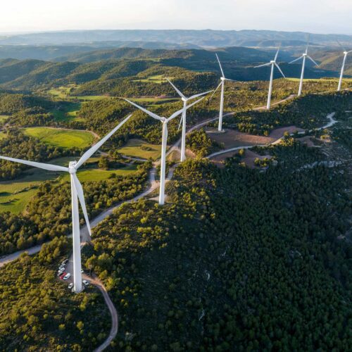 wind turbines on hilltops