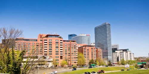 city buildings blue sky