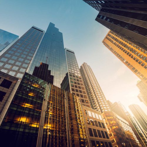 Sky scraper view from the bottom up