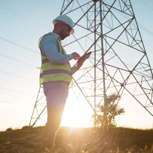 technician at powerline jobsite