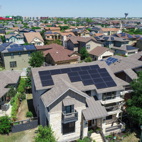 suburb homes with solar panels